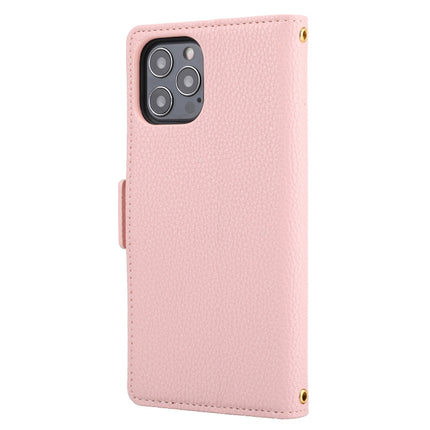 Litchi Texture Color Matching Horizontal Flip Leather Case with Card Slots & Holder & Wallet & Photo Frame For iPhone 13 Pro Max(Pink)-garmade.com