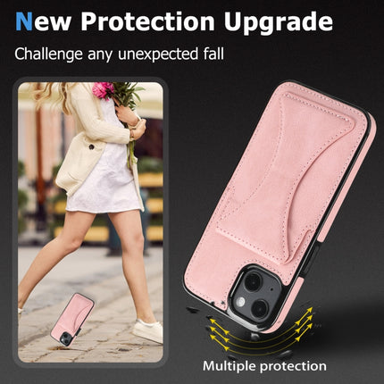 Ultra-thin Shockproof Protective Case with Holder & Metal Magnetic Function For iPhone 13 mini(Rose Gold)-garmade.com