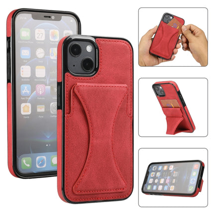 Ultra-thin Shockproof Protective Case with Holder & Metal Magnetic Function For iPhone 13 mini(Red)-garmade.com