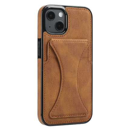 Ultra-thin Shockproof Protective Case with Holder & Metal Magnetic Function For iPhone 13 mini(Brown)-garmade.com