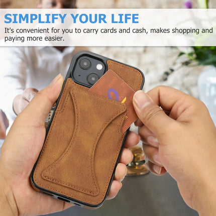 Ultra-thin Shockproof Protective Case with Holder & Metal Magnetic Function For iPhone 13 mini(Brown)-garmade.com