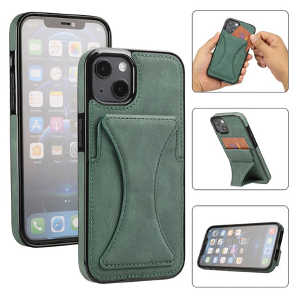 Ultra-thin Shockproof Protective Case with Holder & Metal Magnetic Function For iPhone 13 mini(Green)-garmade.com