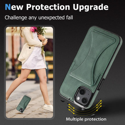 Ultra-thin Shockproof Protective Case with Holder & Metal Magnetic Function For iPhone 13 mini(Green)-garmade.com