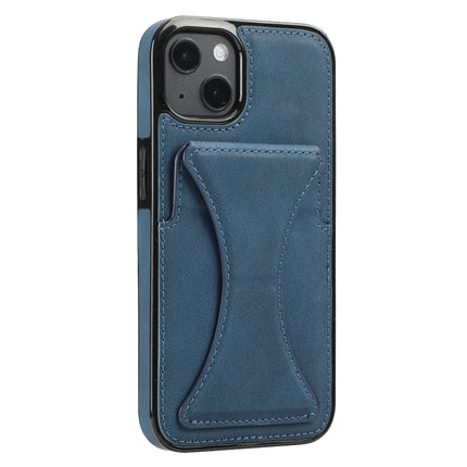 Ultra-thin Shockproof Protective Case with Holder & Metal Magnetic Function For iPhone 13 mini(Blue)-garmade.com