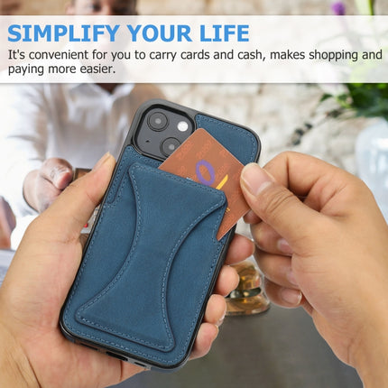 Ultra-thin Shockproof Protective Case with Holder & Metal Magnetic Function For iPhone 13 mini(Blue)-garmade.com