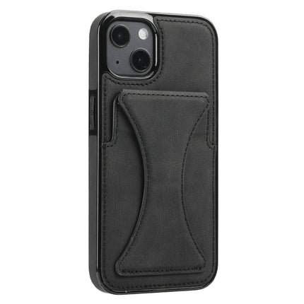 Ultra-thin Shockproof Protective Case with Holder & Metal Magnetic Function For iPhone 13 mini(Black)-garmade.com