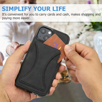 Ultra-thin Shockproof Protective Case with Holder & Metal Magnetic Function For iPhone 13 mini(Black)-garmade.com
