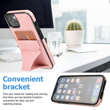 Ultra-thin Shockproof Protective Case with Holder & Metal Magnetic Function For iPhone 13(Rose Gold)-garmade.com