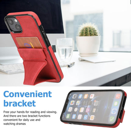Ultra-thin Shockproof Protective Case with Holder & Metal Magnetic Function For iPhone 13(Red)-garmade.com