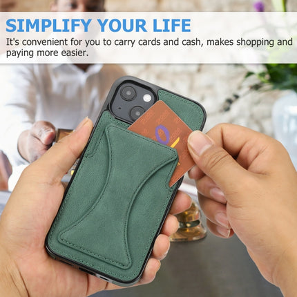 Ultra-thin Shockproof Protective Case with Holder & Metal Magnetic Function For iPhone 13(Green)-garmade.com
