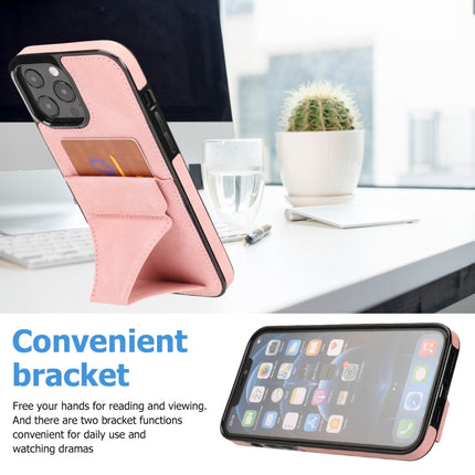 Ultra-thin Shockproof Protective Case with Holder & Metal Magnetic Function For iPhone 13 Pro(Rose Gold)-garmade.com