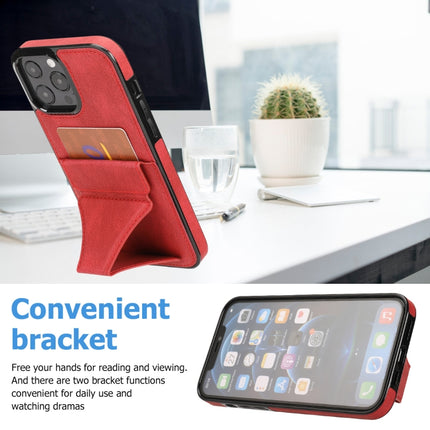 Ultra-thin Shockproof Protective Case with Holder & Metal Magnetic Function For iPhone 13 Pro(Red)-garmade.com