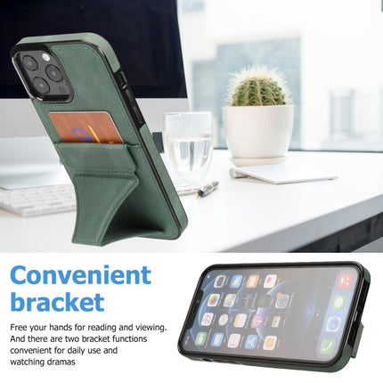 Ultra-thin Shockproof Protective Case with Holder & Metal Magnetic Function For iPhone 13 Pro(Green)-garmade.com
