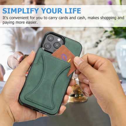 Ultra-thin Shockproof Protective Case with Holder & Metal Magnetic Function For iPhone 13 Pro(Green)-garmade.com