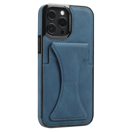 Ultra-thin Shockproof Protective Case with Holder & Metal Magnetic Function For iPhone 13 Pro(Blue)-garmade.com