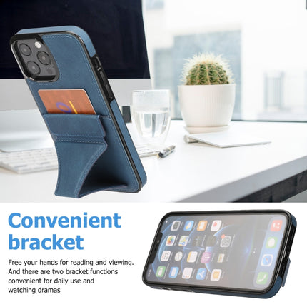 Ultra-thin Shockproof Protective Case with Holder & Metal Magnetic Function For iPhone 13 Pro(Blue)-garmade.com