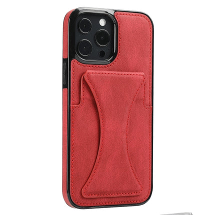 Ultra-thin Shockproof Protective Case with Holder & Metal Magnetic Function For iPhone 13 Pro Max(Red)-garmade.com