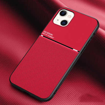 Classic Tilt Strip Grain Magnetic Shockproof PC + TPU Case For iPhone 13(Red)-garmade.com