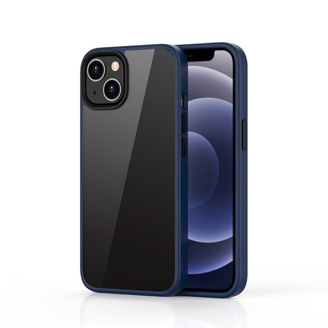 Ming Shield Hybrid Frosted Transparent PC + TPU Scratchproof Shockproof Case For iPhone 13(Blue)-garmade.com