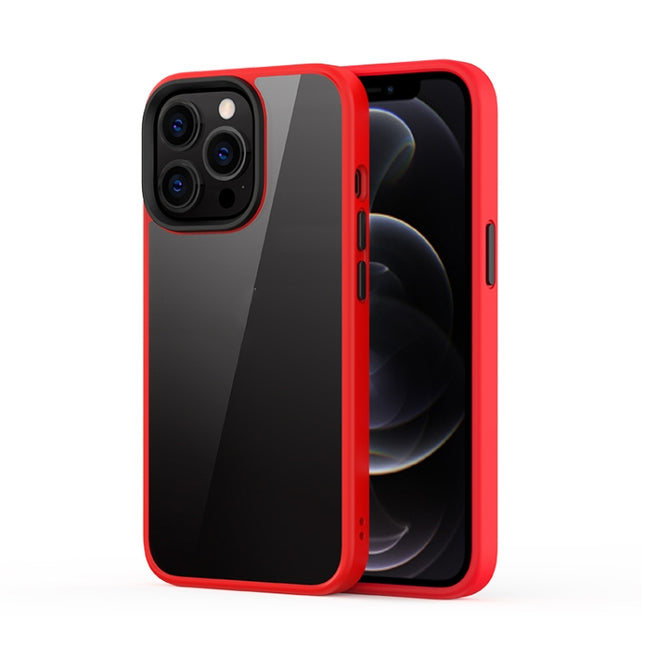 Ming Shield Hybrid Frosted Transparent PC + TPU Scratchproof Shockproof Case For iPhone 13 Pro Max(Red)-garmade.com