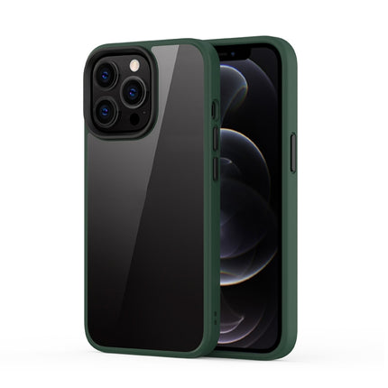 Ming Shield Hybrid Frosted Transparent PC + TPU Scratchproof Shockproof Case For iPhone 13 Pro Max(Deep Green)-garmade.com