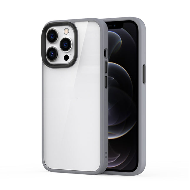 Ming Shield Hybrid Frosted Transparent PC + TPU Scratchproof Shockproof Case For iPhone 13 Pro Max(Grey)-garmade.com