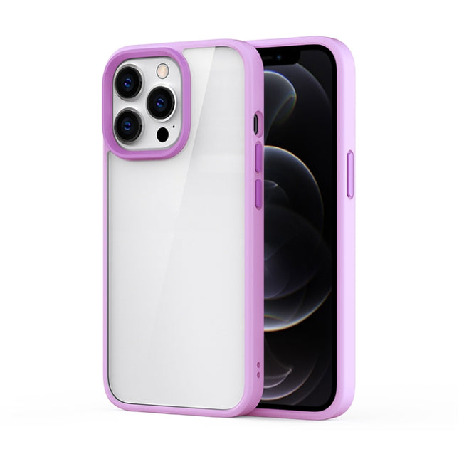 Ming Shield Hybrid Frosted Transparent PC + TPU Scratchproof Shockproof Case For iPhone 13 Pro Max(Purple)-garmade.com