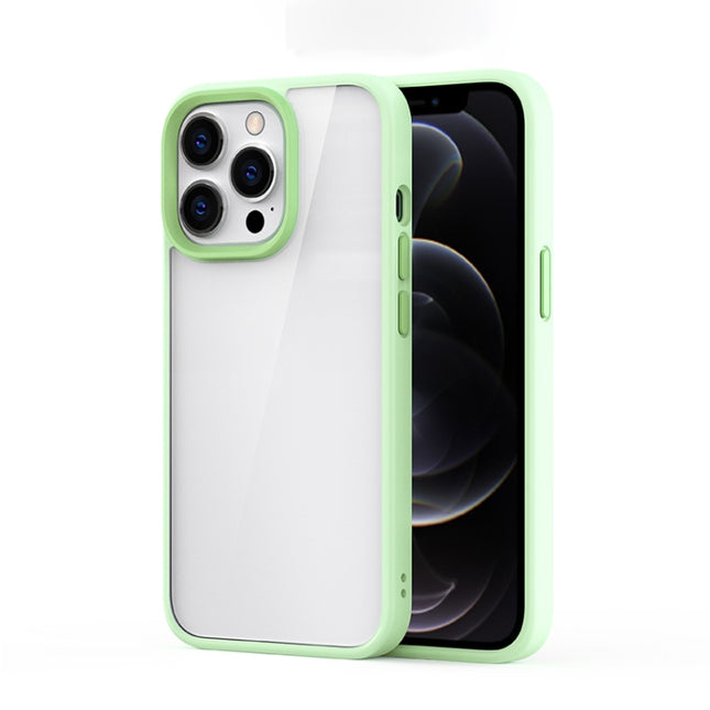 Ming Shield Hybrid Frosted Transparent PC + TPU Scratchproof Shockproof Case For iPhone 13 Pro Max(Light Green)-garmade.com