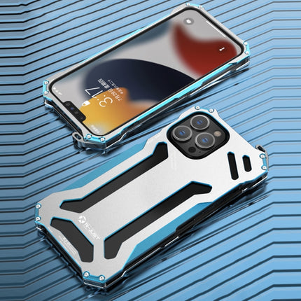 R-JUST Shockproof Armor Metal Protective Case For iPhone 13 mini(Blue)-garmade.com