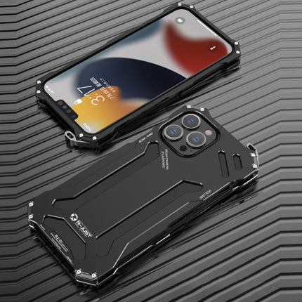 R-JUST Shockproof Armor Metal Protective Case For iPhone 13(Black)-garmade.com