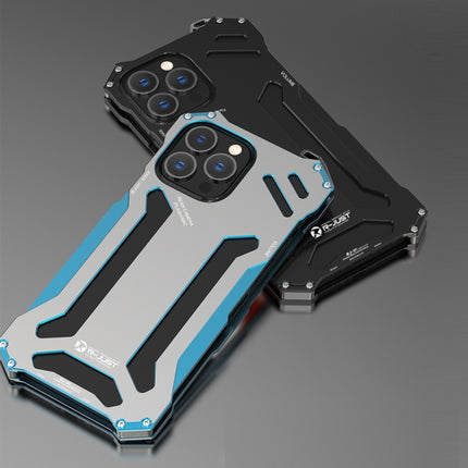 R-JUST Shockproof Armor Metal Protective Case For iPhone 13(Blue)-garmade.com