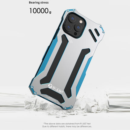 R-JUST Shockproof Armor Metal Protective Case For iPhone 13(Blue)-garmade.com
