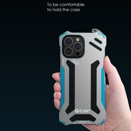 R-JUST Shockproof Armor Metal Protective Case For iPhone 13(Blue)-garmade.com