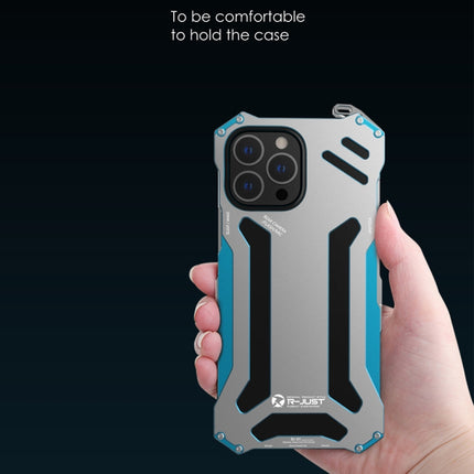 R-JUST Shockproof Armor Metal Protective Case For iPhone 13 Pro(Blue)-garmade.com