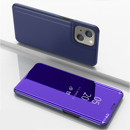 Plated Mirror Horizontal Flip Leather Case with Holder For iPhone 13(Purple Blue)-garmade.com