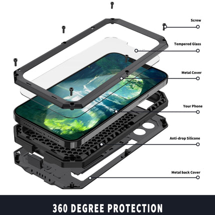 R-JUST Sliding Camera Shockproof Waterproof Dust-proof Metal + Silicone Protective Case with Holder For iPhone 13 Pro Max(Black)-garmade.com