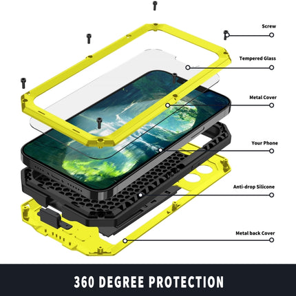 R-JUST Sliding Camera Shockproof Waterproof Dust-proof Metal + Silicone Protective Case with Holder For iPhone 13 Pro Max(Yellow)-garmade.com