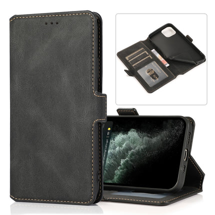 Retro Magnetic Closing Clasp Horizontal Flip Leather Case with Holder & Card Slots & Photo Frame & Wallet For iPhone 13(Black)-garmade.com