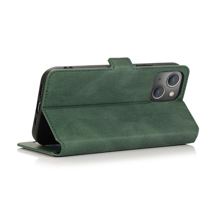 Retro Magnetic Closing Clasp Horizontal Flip Leather Case with Holder & Card Slots & Photo Frame & Wallet For iPhone 13(Green)-garmade.com