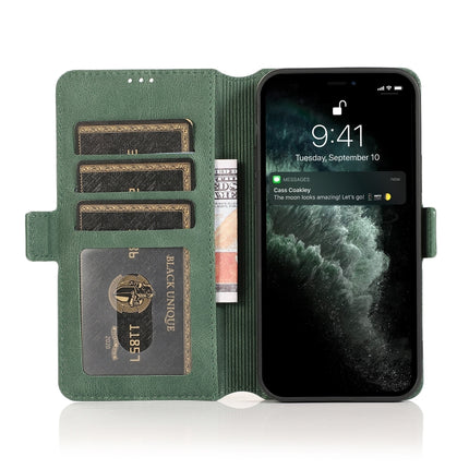 Retro Magnetic Closing Clasp Horizontal Flip Leather Case with Holder & Card Slots & Photo Frame & Wallet For iPhone 13 Pro(Green)-garmade.com