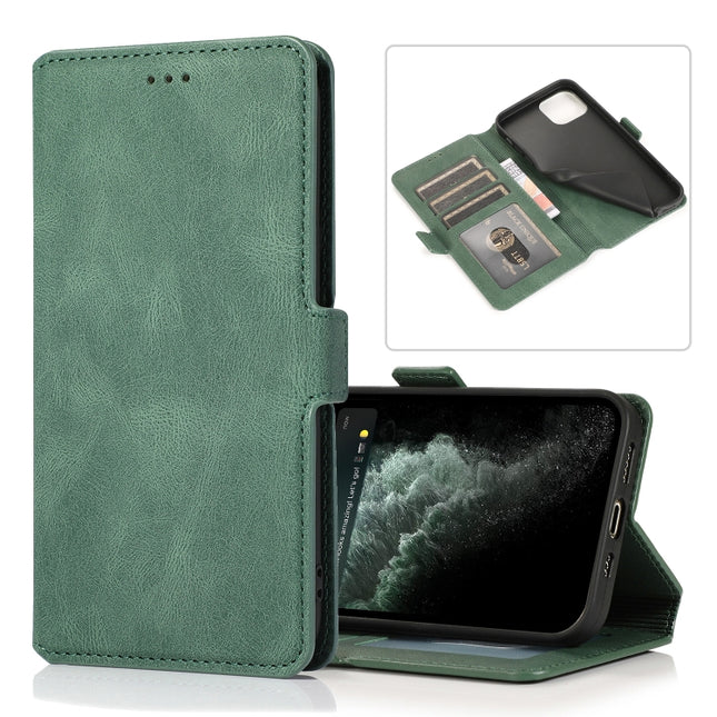 Retro Magnetic Closing Clasp Horizontal Flip Leather Case with Holder & Card Slots & Photo Frame & Wallet For iPhone 13 Pro Max(Green)-garmade.com