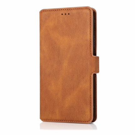 Retro Magnetic Closing Clasp Horizontal Flip Leather Case with Holder & Card Slots & Photo Frame & Wallet For iPhone 13 Pro Max(Brown)-garmade.com