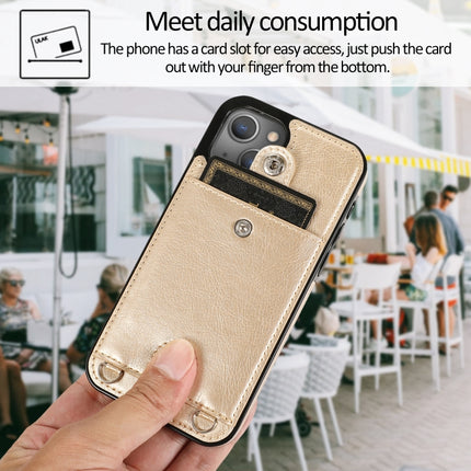 Shockproof PU Leather + TPU Protective Case with Card Slot & Lanyard For iPhone 13 mini(Gold)-garmade.com