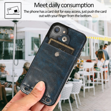 Shockproof PU Leather + TPU Protective Case with Card Slot & Lanyard For iPhone 13 mini(Blue)-garmade.com