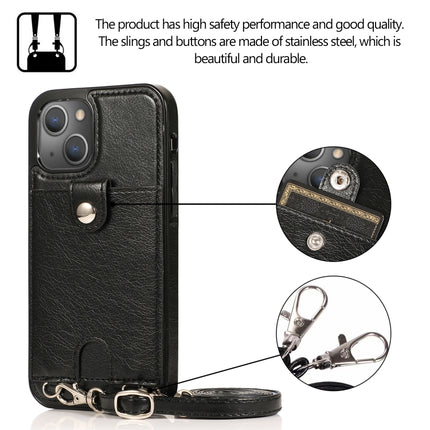 Shockproof PU Leather + TPU Protective Case with Card Slot & Lanyard For iPhone 13 mini(Black)-garmade.com