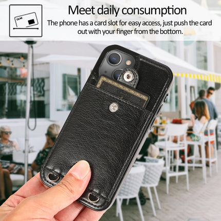 Shockproof PU Leather + TPU Protective Case with Card Slot & Lanyard For iPhone 13 mini(Black)-garmade.com