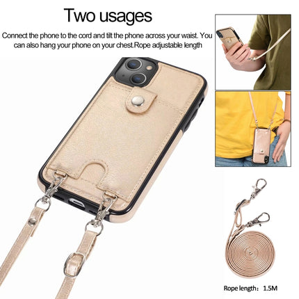 Shockproof PU Leather + TPU Protective Case with Card Slot & Lanyard For iPhone 13(Gold)-garmade.com