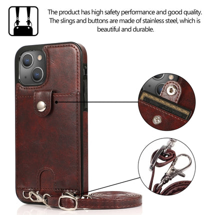 Shockproof PU Leather + TPU Protective Case with Card Slot & Lanyard For iPhone 13(Brown)-garmade.com