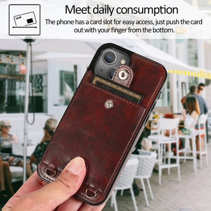 Shockproof PU Leather + TPU Protective Case with Card Slot & Lanyard For iPhone 13(Brown)-garmade.com