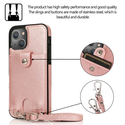 Shockproof PU Leather + TPU Protective Case with Card Slot & Lanyard For iPhone 13 Pro(Rose Gold)-garmade.com